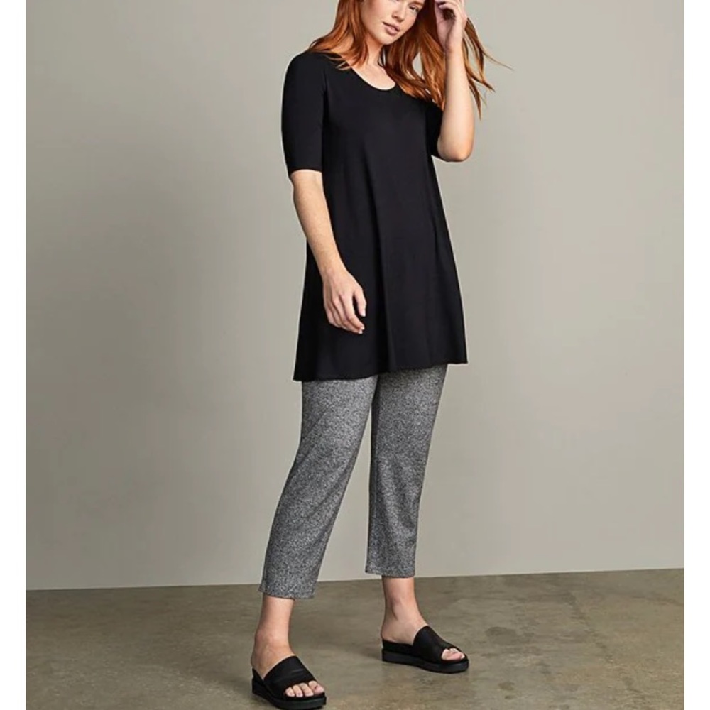 Eileen Fisher Jersey Elbow Sleeve Scoop Neck Tunic